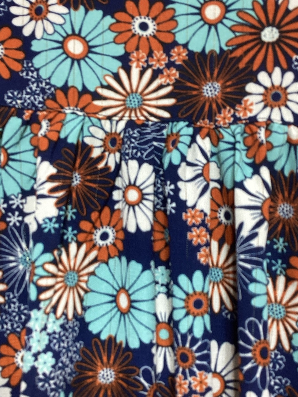 Umgee Large Floral Tiered Long-Sleeve Dress in Teal, Brown & White - Picture 7 of 11